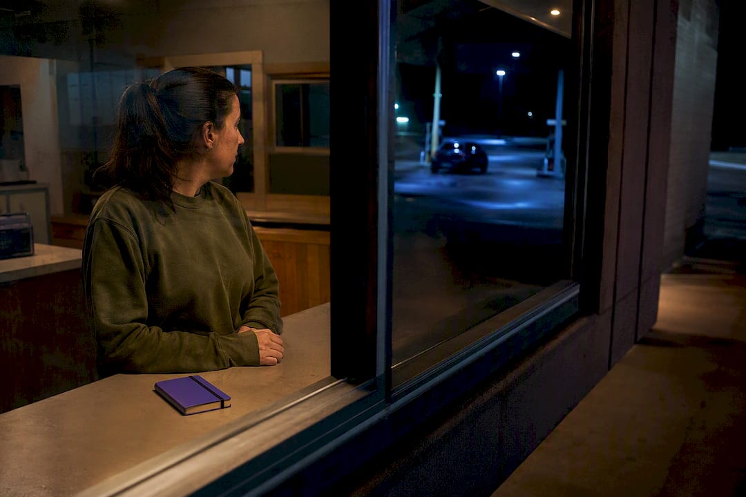 Anonymous witness observing a gas station