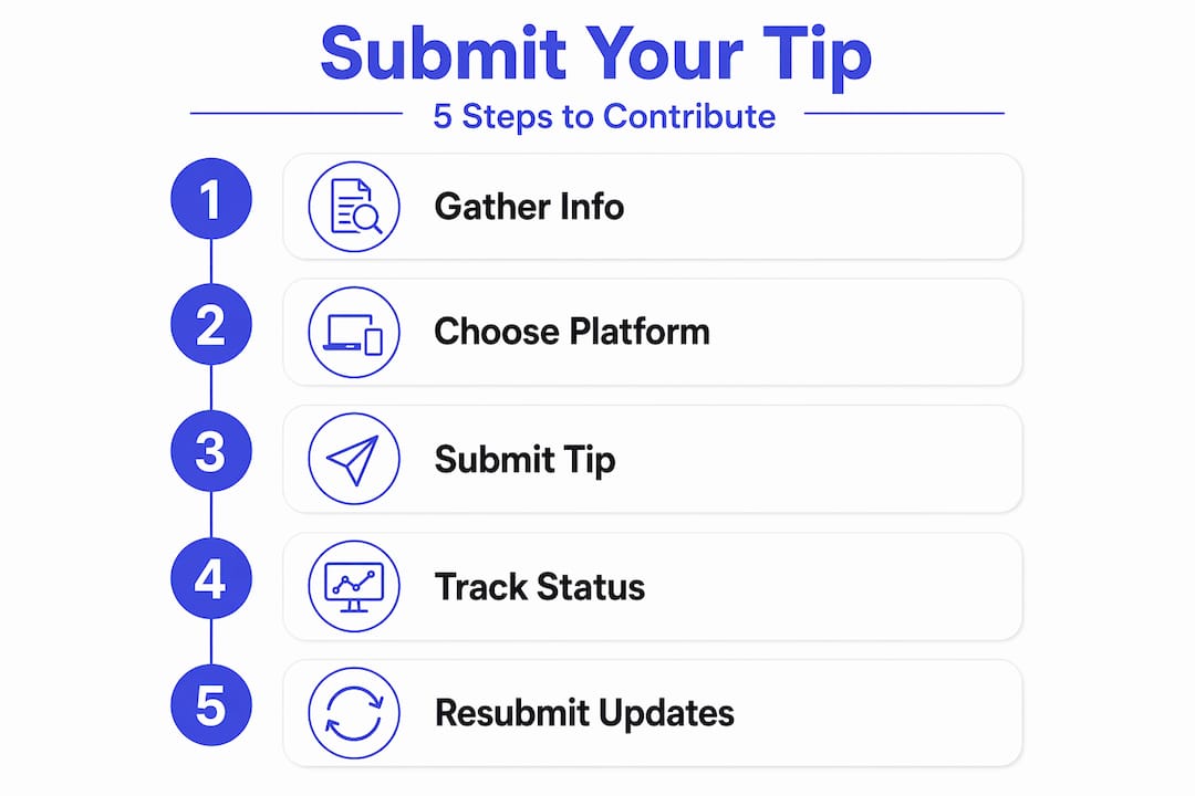 Infographic outlining tip submission steps