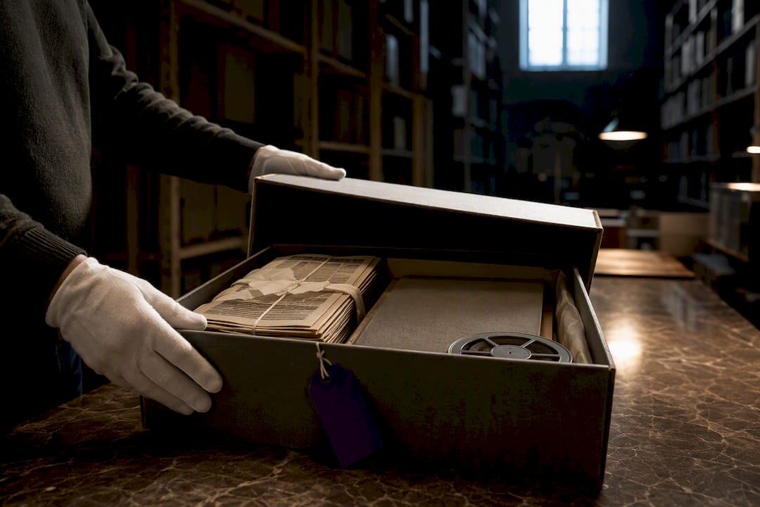 Archival box of historical homicide records