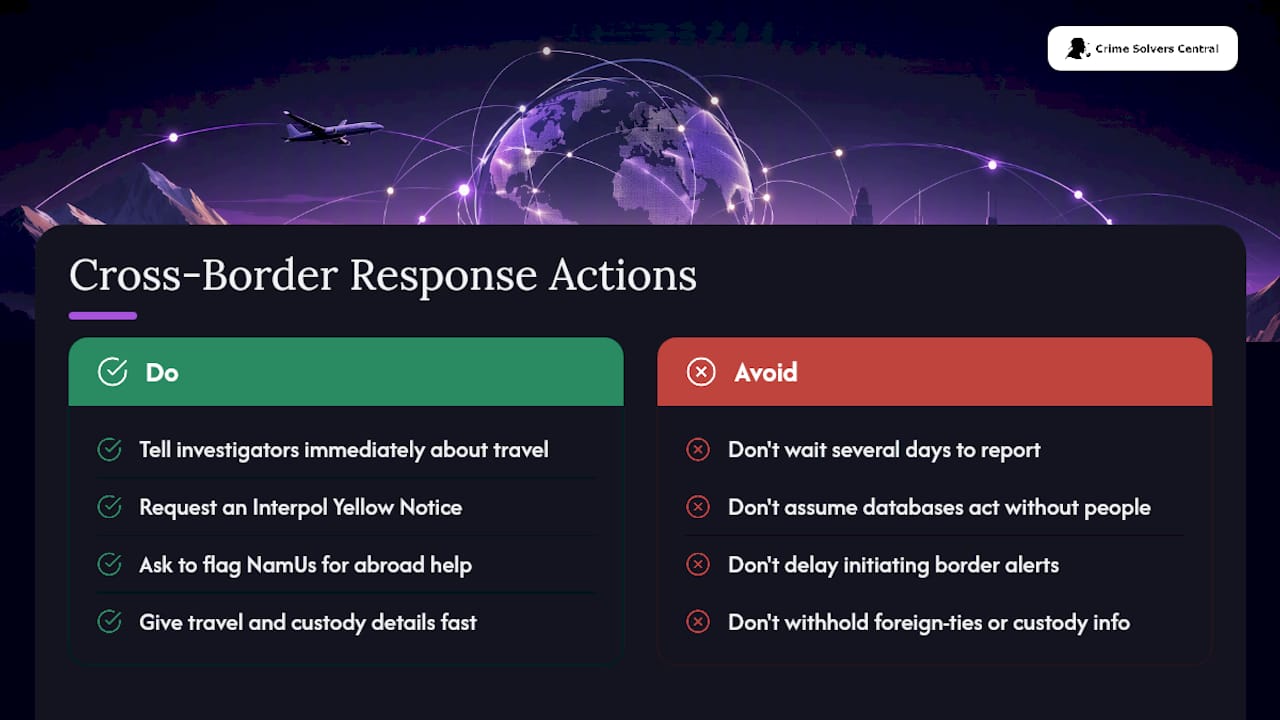 Cross-Border Cases: How Databases and International Agencies Cooperate — overview diagram