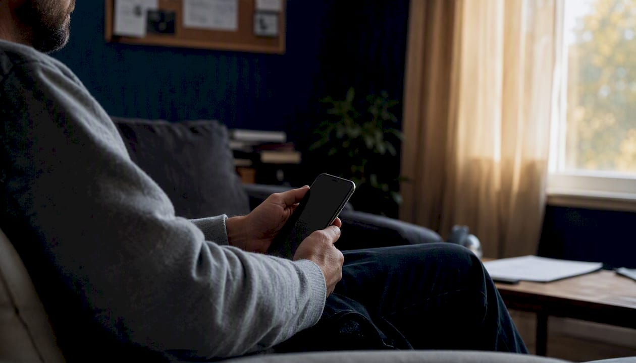 Hands holding phone ready to post in true crime forum