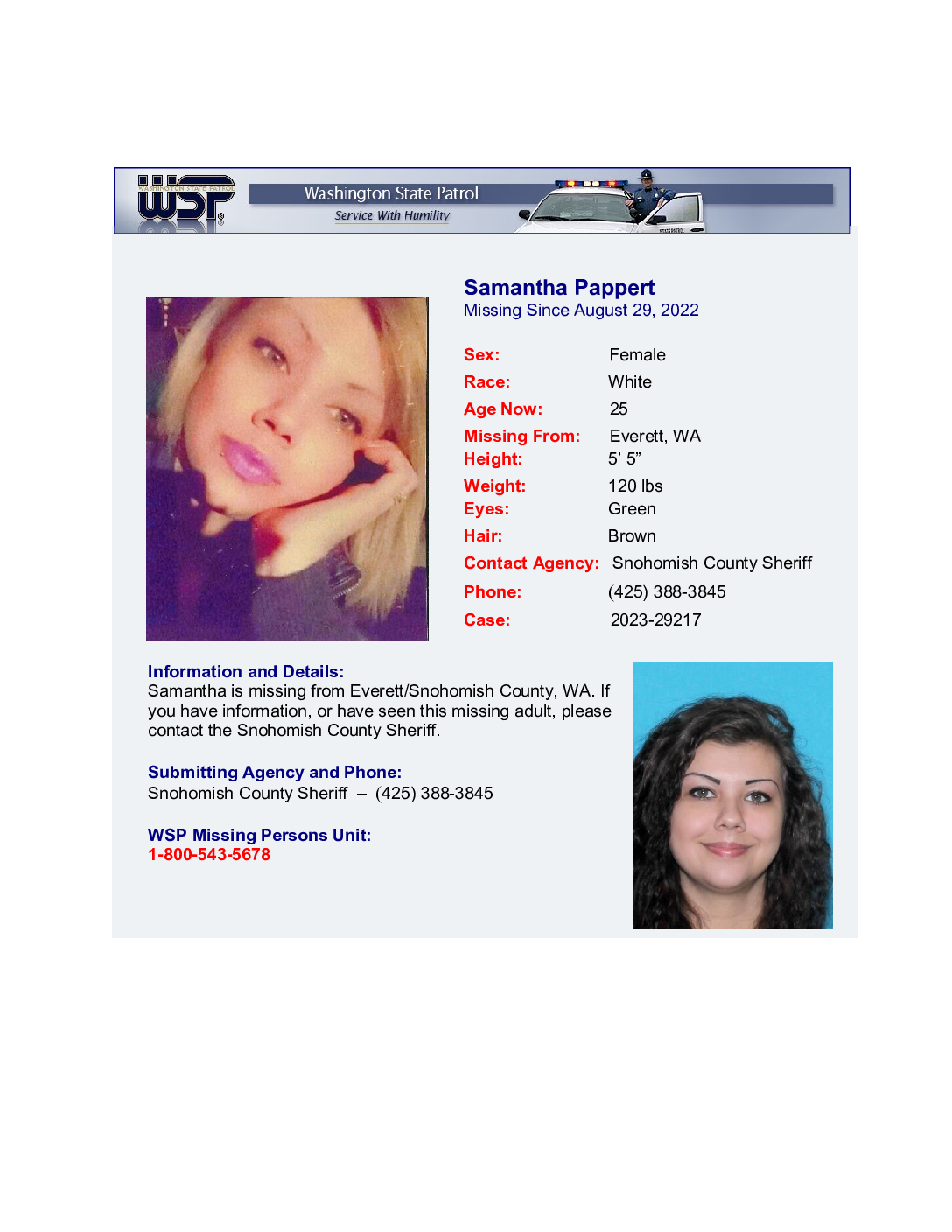 Samantha Pappert missing person case in Everett, Washington