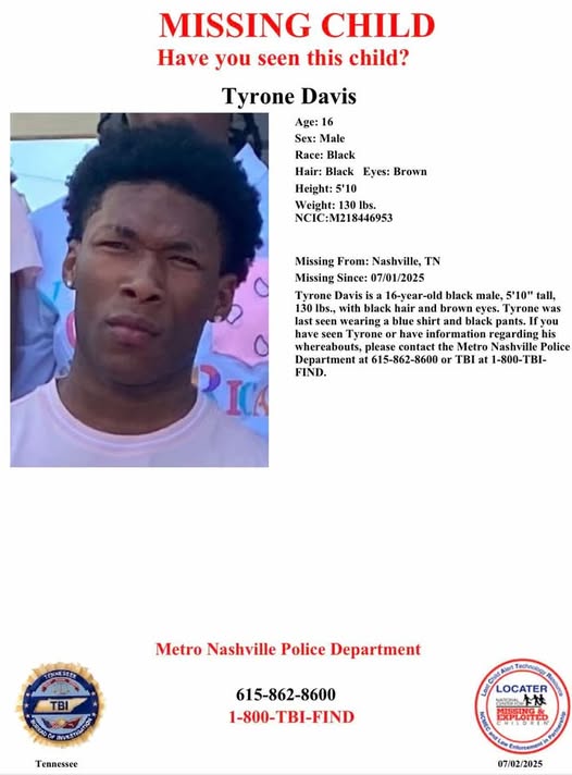 Tyrone Davis missing person case in Spring Hill, Tennessee